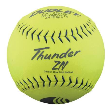 Dudley Thunder ZN Slow Pitch Softball, 12 Inches, Neon Yellow